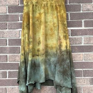 Elegant Asymmetrical Skirt in Earthy Green and Brown